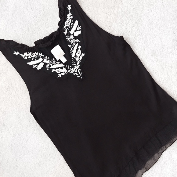 Anthropologie Black Embroidered Tank - Picture 2 of 6